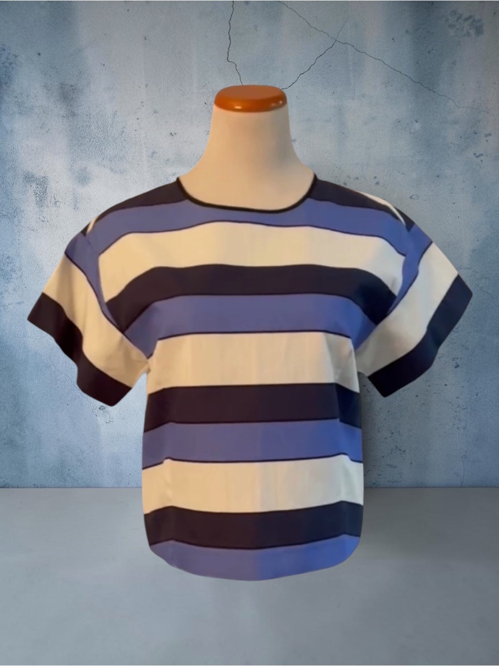 New! PIAZZA SEMPIONE Striped Crew Neck  Top Size 42